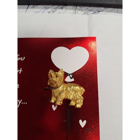 Joan Rivers Yorkshire Terrier Pin Brooch Yorkie Dog w/ Collar Gold-Toned Vintage - Picture 6 of 8